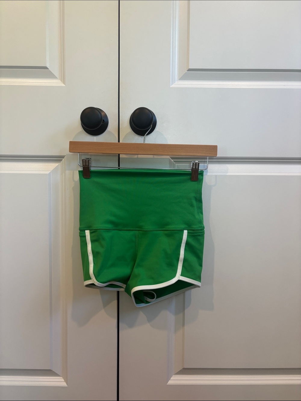 FP Movement by Free People Green Athletic High-Waist Shorts with White Trim